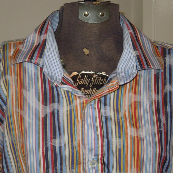 Bugatchi Uomo Men's Long Sleeve Flip Cuff Button Shirt Size XL EUC Striped Exc - Picture 6 of 8